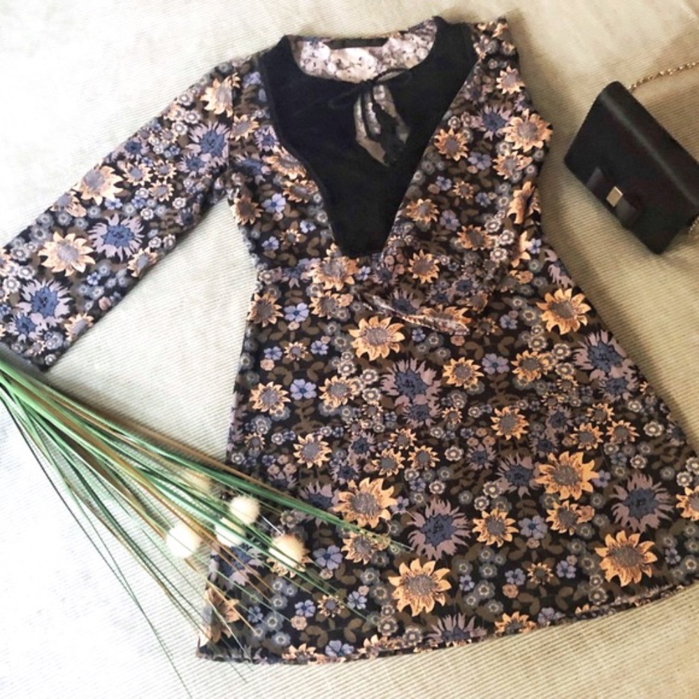 ZARA long-sleeve floral mini dress